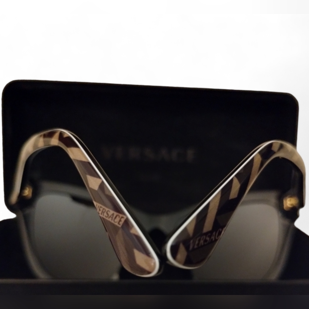 NEW VERSACE Sunglasses 4417U 5358/87 56mm Black-Dark Gray Logo Eyeglasses Unisex - Picture 10 of 16